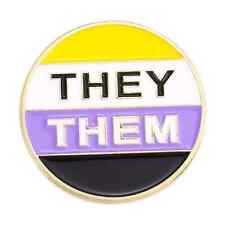 LGBT Non Binary  Pronouns Pride Flag  They Them Enby Pronoun Pin Enamel Badge picture