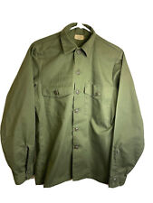 Vintage 1975 US Army Enlisted Work Shirt Type I 8405-00-615-0166 Sz.15 1/2 X 35 picture