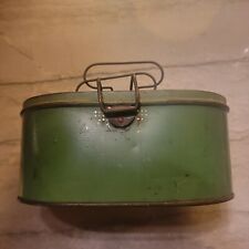 Vintage Handy Oval Lunch Box, Patent No. 1737249 1930's Lunch Box, Green Color picture