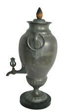 Antique Pewter German Coffee Urn Empire on Wooden Base 17