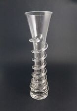 Vintage Art Deco Art Glass Clear Applied Spiral Swirl Corkscrew Slant Top 11.5