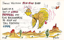 Postcard Humor Famous Western Flu Flu Bird Diet Chili Peppers Comic Chrome picture