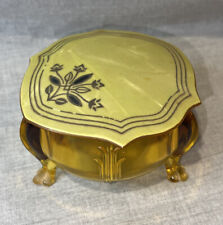  Vintage Art Deco Amber Glass Vanity Powder Jar with Celluloid/ Bakelite Lid picture