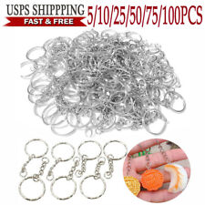 5-100PCS Keyring Blanks Silver Tone Key Chains Findings Split Rings With 4 Link picture