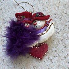 Kurt Adler Red Hat Society Old Friends Good Friends Ornament Snow-Women Feathers picture