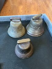 Lot of 3 Vintage 1878 Saignelegier Chiantel Fondeur Brass Cow Bells Larger ones picture