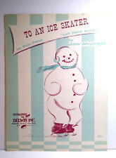 To An Ice Skater June Weybright Sheet Music 1956 Snowman On Ice Skates Christmas picture