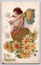 Valentine's Day Fantasy Postcard Fairy Cupid Butterfly Wings Bubbles 370 c1910s picture