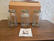  Longaberger 3 One Quart Basket Weave Canning Jars - Blue Ribbon - NEW IN BOX picture