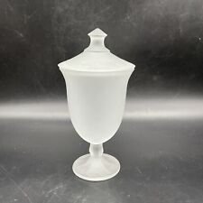 VTG Frosted Satin Pedestal Candy/Apothecary Jar 9’’ Tall picture