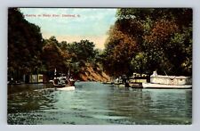 Cleveland OH-Ohio, Boating On Rocky River, Antique, Vintage Souvenir Postcard picture
