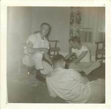 Three Young Men on Floor Playing a Game B/W Photo 1956 - 1957 picture