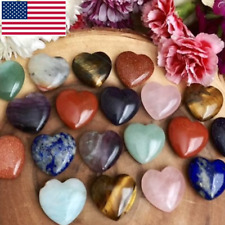 10Pcs 20mm Natural Quartz Crystal Stone Heart Chakra Healing Heart Gemstone US picture