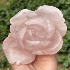 1090g Natural carved Rose Pink flower Quartz Crystal Reiki Healing picture