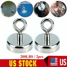 Neodymium Fishing Magnets 2 Pack, 200LBS Pulling Force Strong Round Rare Earth picture
