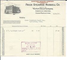 MF-054 - Four Frick Stearns Russell Co, Cedar Rapids Iowa, Invoices, 1917, Vntg picture