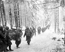 US Soldiers on snow covered road Battle of the Bulge 8x10 WWII WW2 Photo 505 picture