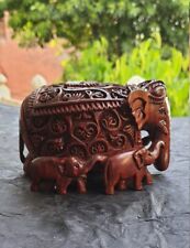 Sandalwood Red India Carving Lobular Elephant , Aged Red Sandalwood elephant picture