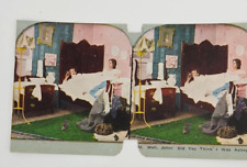 Victorian Stereograph Humorous~Well John Did You Think I Was Asleep~Hangover~Bar picture