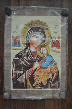 New Authentic Hand Painted Egyptian Papyrus Christian Mary & Baby Jesus Painting picture