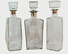 Lot of 3 Vtg Whiskey Decanters Clear Glass Liquor Bottles Stoppers Jim Beam 11