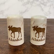 HANDCRAFTED Alaska Theme SALT PEPPER SHAKERS MOOSE CERAMIC SOUVENIR picture