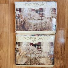 VTG Elizabeth Gray VICTORIA Full Flat/Fitted Sheet Set Floral Lace Percale New  picture
