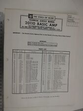 SF 60's V-M Voice of Music Technical Service Manual MODEL  20110 BASIC AMP  BIS picture