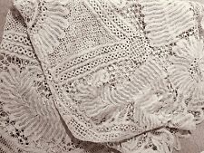 Rare 1900s Gorgeous Antique  EdwardianHand Made Early Battenberg Lace Tablecloth picture