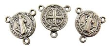 Silver Toned Base Saint Benedict Rosary Centerpiece Medal, Lot of 3, 1/2 Inch picture