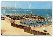 1959 Tel-Aviv Swimming Pool On The Sea Shore Israel Posted Vintage Postcard picture