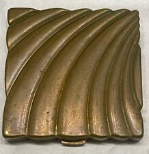 Vtg Volupte Compact Powder Mirror - Deco Mid Century Gold Copper Tone USA picture