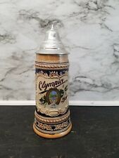 Vintage Gerz W. Germany Olympia Beer Stein Pewter Lid Used Excellent Conditions  picture