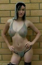 New Women Bikini Aluminum Halter Bra + Pantie + Coif, Sexy Chainmail picture