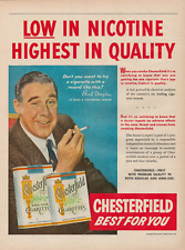 1953 Chesterfield Cigarettes Pual Douglas Low In Nicotine High Quality Print Ad picture