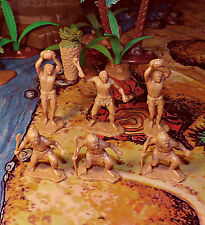 Marx 1971 Cavemen Hunters  6 figures, three different, Waxy Tan picture