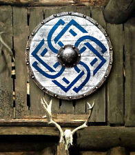 Shield Viking Medieval Wooden Round Larp Battle worn Steel Armor Templar Heavy picture