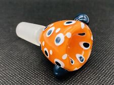 New 14mm Collectible Orange & White Premium Glass Bowl Male Joint Art USA picture