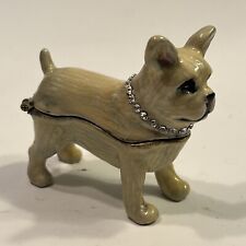 Small French Bulldog Enameled Hinged Lid Trinket Box picture