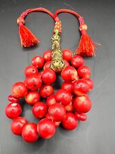 ANTIQUE GENUINE NATURAL RED CORAL ISLAMIC ROUND PRAYER BEADS 108 GRAMS  picture