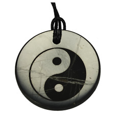 Shungite Emf Protection Necklace EMF Jewelry Pendant Yin Yang Engraved Circle picture