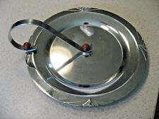 Vintage Mid Century Modern Metal Round Serving Tray with Handle - 10