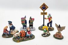 6pc Lemax Spooky Town Halloween Village Figures With Crazy Clown Conductor  picture