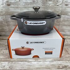 Le Creuset 9 in 2.6L 2.75qt Oval Dutch Oven Enameled Cast Iron Flint Oyster Gray picture