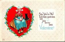 Vtg Postcard 1913 Dutch Girl Comic Valentine Embossed 