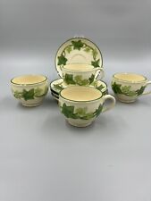 Vintage Franciscan American Green Ivy Footed Cups and Saucers 4 Sets picture