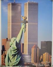M) Vintage World Trade Center Statue of Liberty Twin Towers Poster Getty Images picture