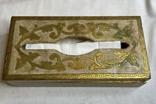 Vintage Tissue Holder Florentine Gilt Wood Hinged Gold Box 11x5.5x2.5” picture