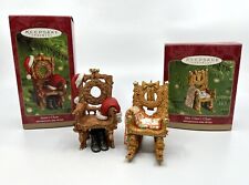 Hallmark “Santa’s Chair” 2000 & “Mrs. Claus’s Chair” 2001 Christmas Ornament Lot picture