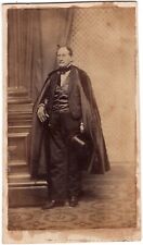 CIRCA 1860s CDV STYLISH MAN IN FANCY SUIT WITH CAPE AND TOPHAT DETAILED UNMARKED picture
